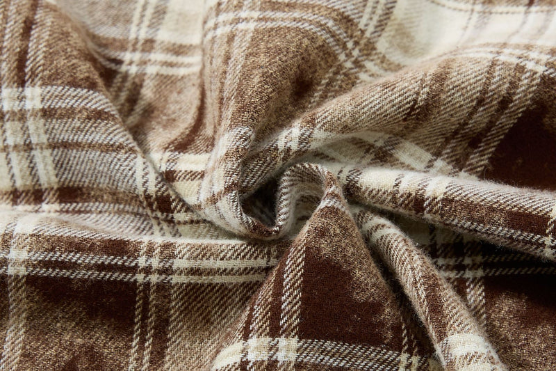 Plaid Flannel Shirt Jacket with Vintage Cartoon Embroidery – Washed Oversized