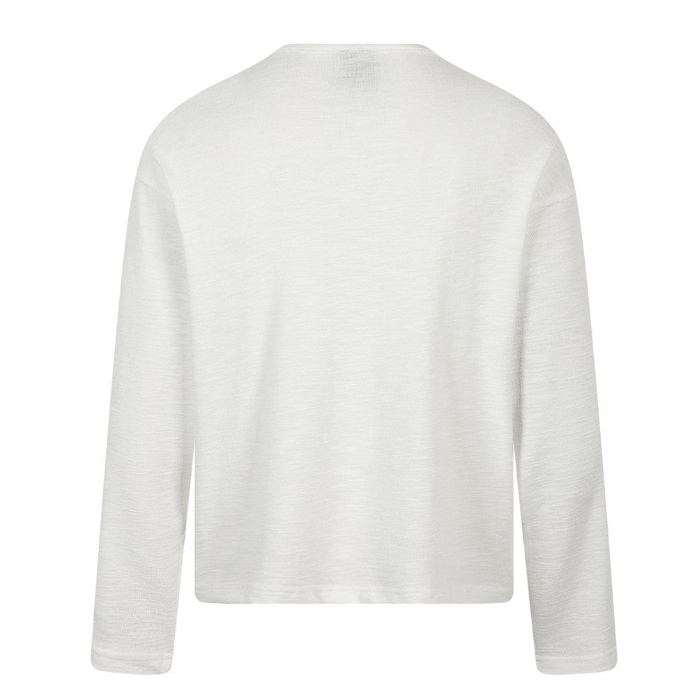 Men's Long Sleeve Henley Shirt – Relaxed Fit Graphic Pocket Top in White