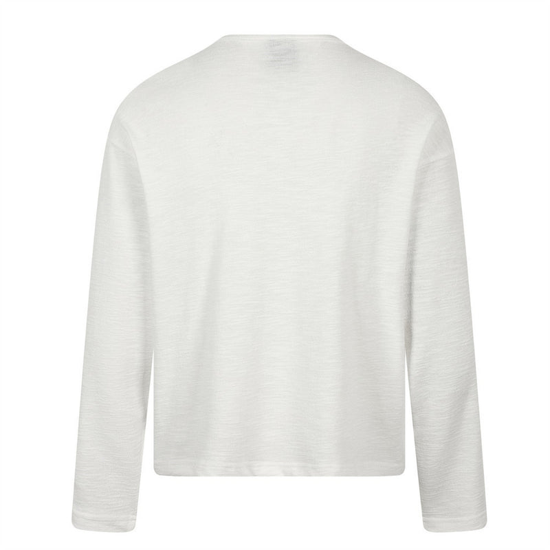 Men's Long Sleeve Henley Shirt – Relaxed Fit Graphic Pocket Top in White