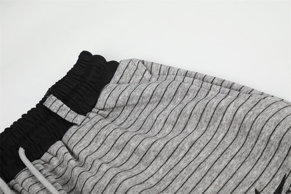 Striped Wide-Leg Sweatpants – Oversized Baggy Fit with Contrast Waistband