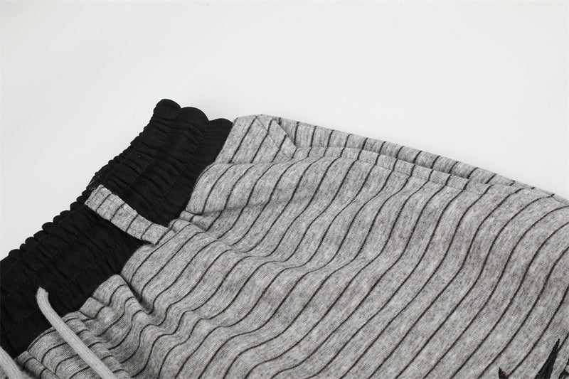 Striped Wide-Leg Sweatpants – Oversized Baggy Fit with Contrast Waistband