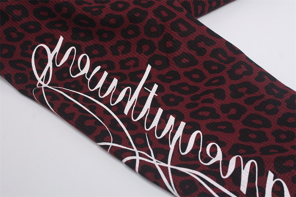Leopard Print Long-Sleeve Shirt with Sleeve Script & Swirl Graphics