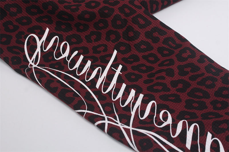 Leopard Print Long-Sleeve Shirt with Sleeve Script & Swirl Graphics