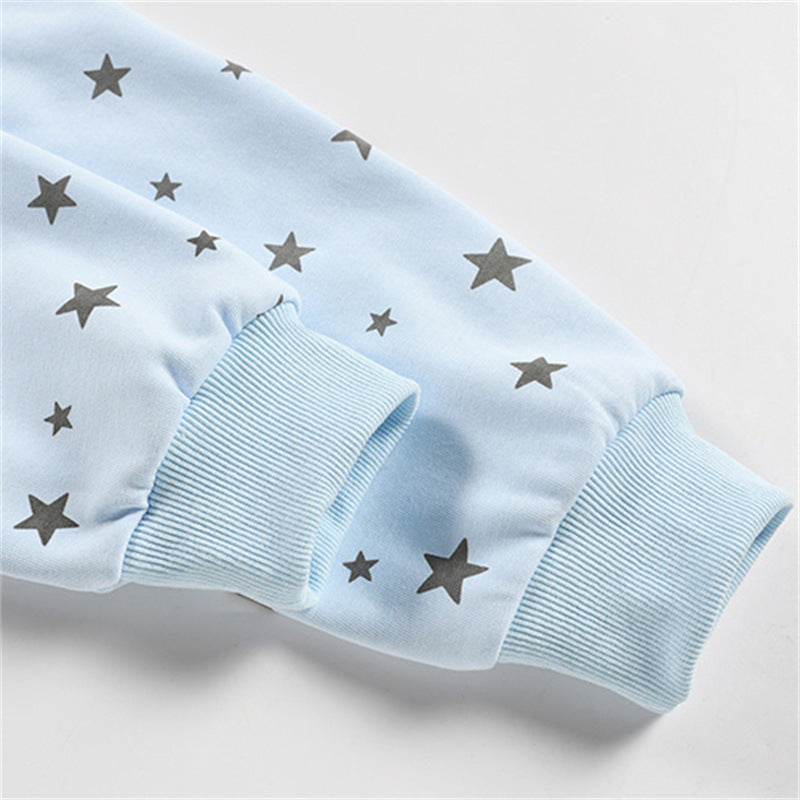 Hoodie with Cool Designs – Star Print Cartoon Cat Zip-Up Hoodie with Ear Hood