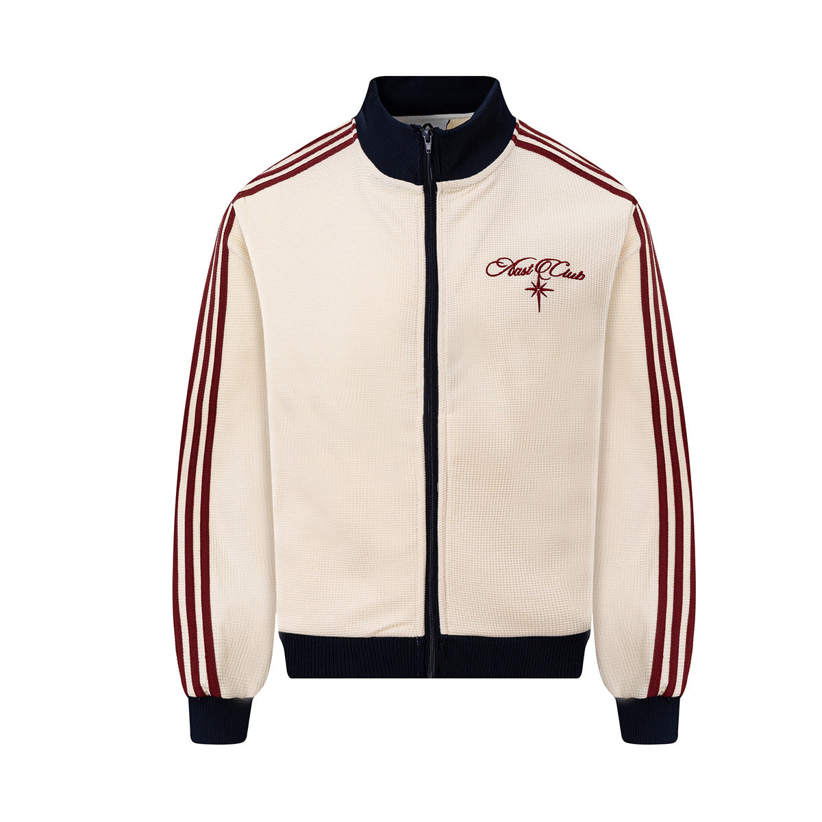 Veste de survêtement en maille gaufrée Nast Club avec logo brodé et manches rayées