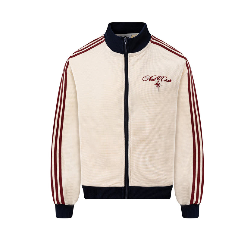 Veste de survêtement en maille gaufrée Nast Club avec logo brodé et manches rayées