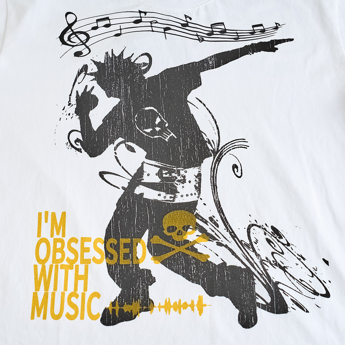 Langarmshirt mit Rockmusik-Print – Herren-Shirt mit Rundhalsausschnitt und Punkmotiv