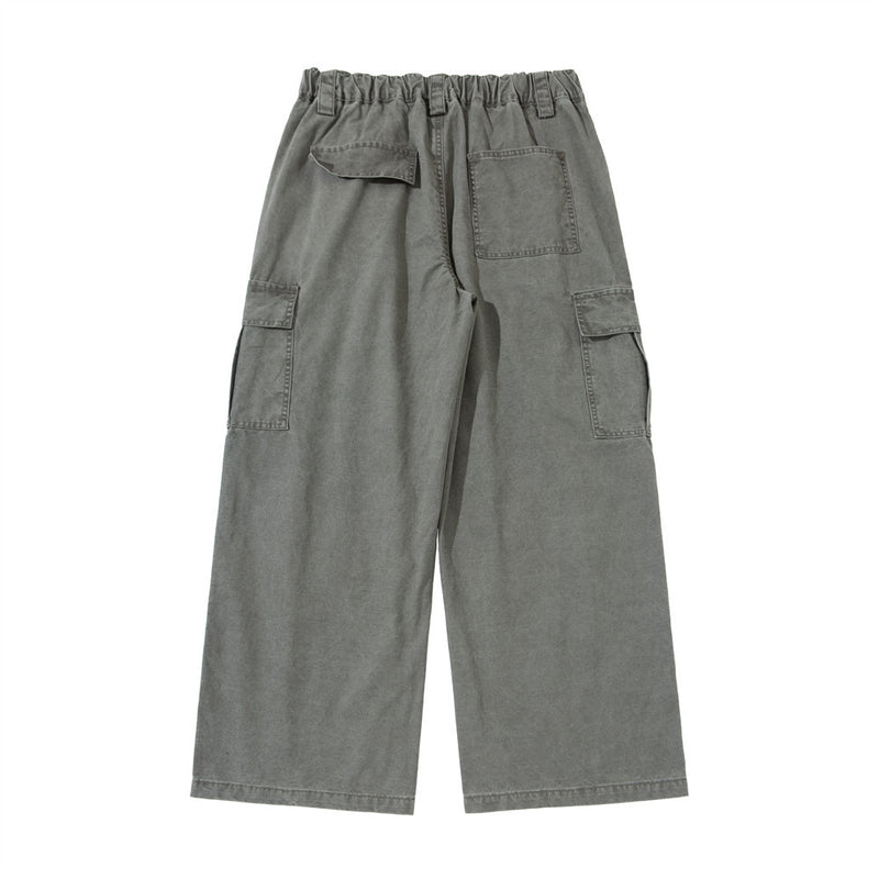 Baggy Cargo Pants Men – Wide Leg Multi-Pocket Washed Straight Trousers