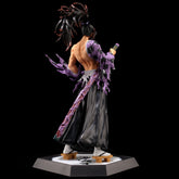 The Kokushibo Demon Slayer Figure, a 31CM PVC action figure by Demon Slayer, captivates Kimetsu no Yaiba fans on its hexagonal base with long spiked hair, an elaborate costume, and a muscular bare back featuring exaggerated purple claw-like features while wielding a formidable sword.