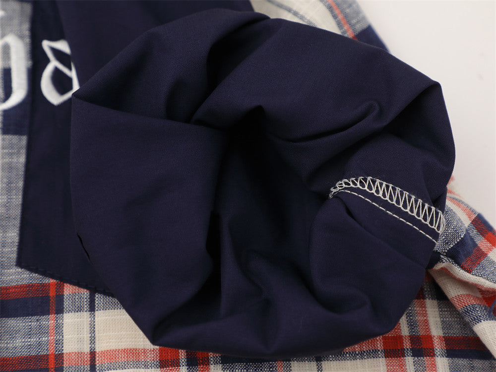 Color Block Plaid Short Sleeve Shirt – Streetwear Oversized Button-Up