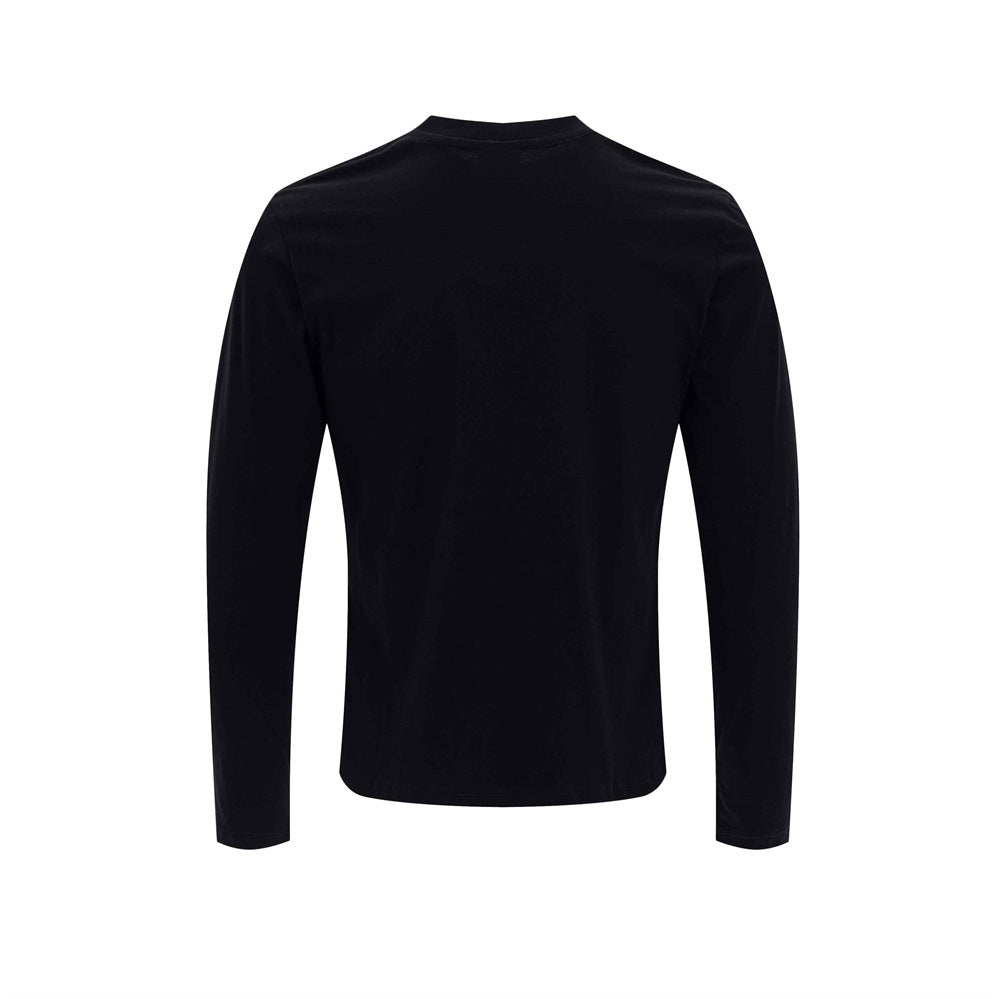 Black long sleeve T-shirt back view with plain solid finish