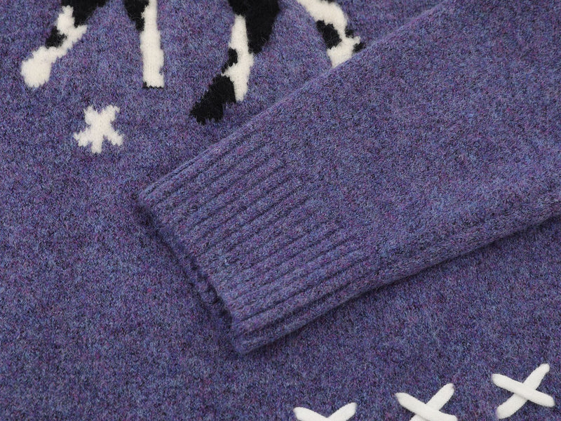 Christmas Lamb Jacquard Knit Sweater – Crew Neck Vintage Novelty Pullover