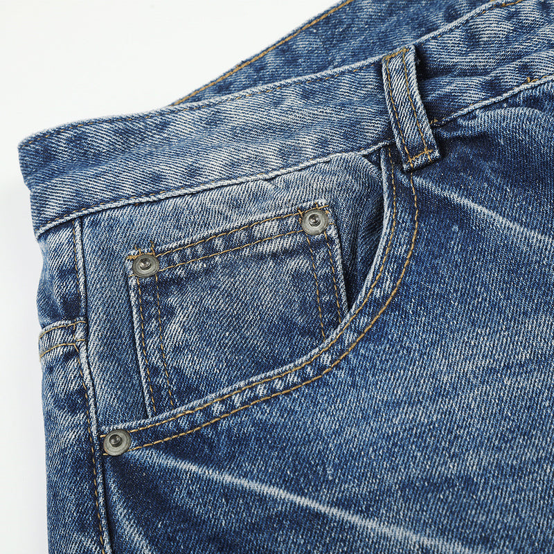 Jeans délavés usés à jambes larges – Denim vintage punk délavé pour homme