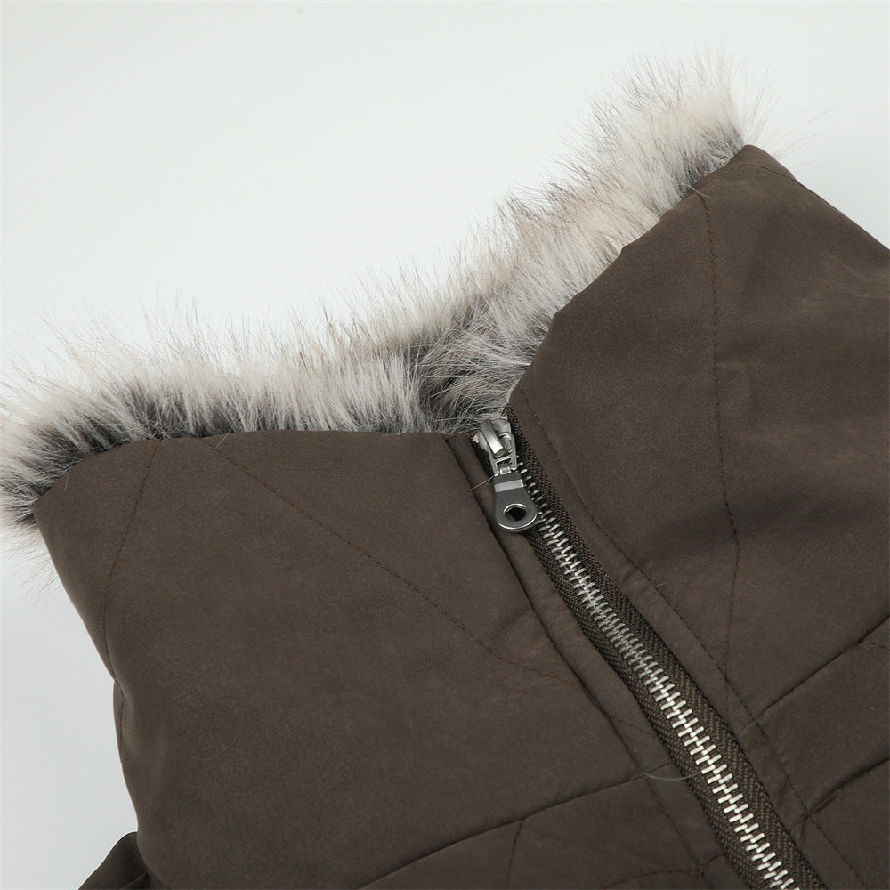 Chaqueta bomber acolchada con cuello de pelo sintético – Abrigo de invierno para hombre