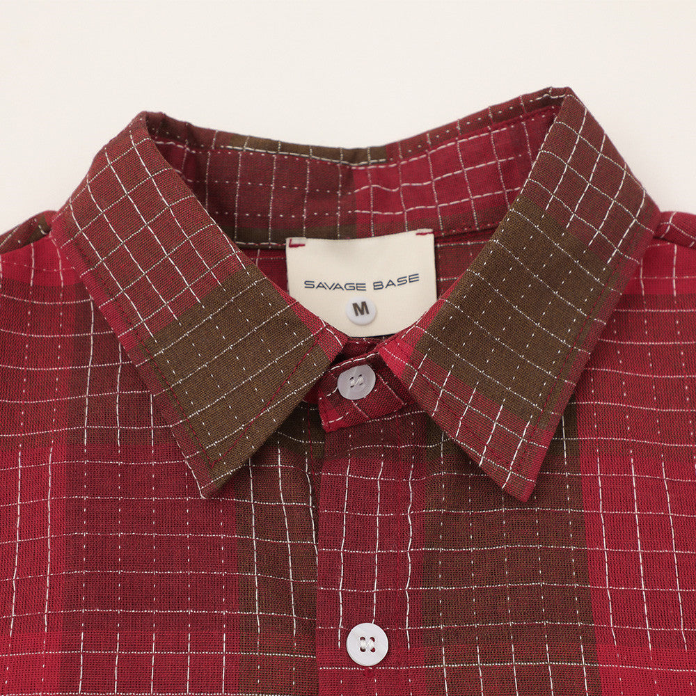 Mosaic Plaid Short Sleeve Shirt – Oversized Streetwear Button-Up