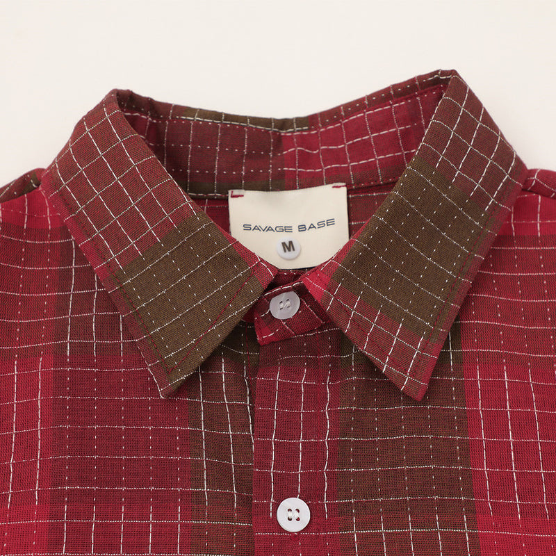 Mosaic Plaid Short Sleeve Shirt – Oversized Streetwear Button-Up