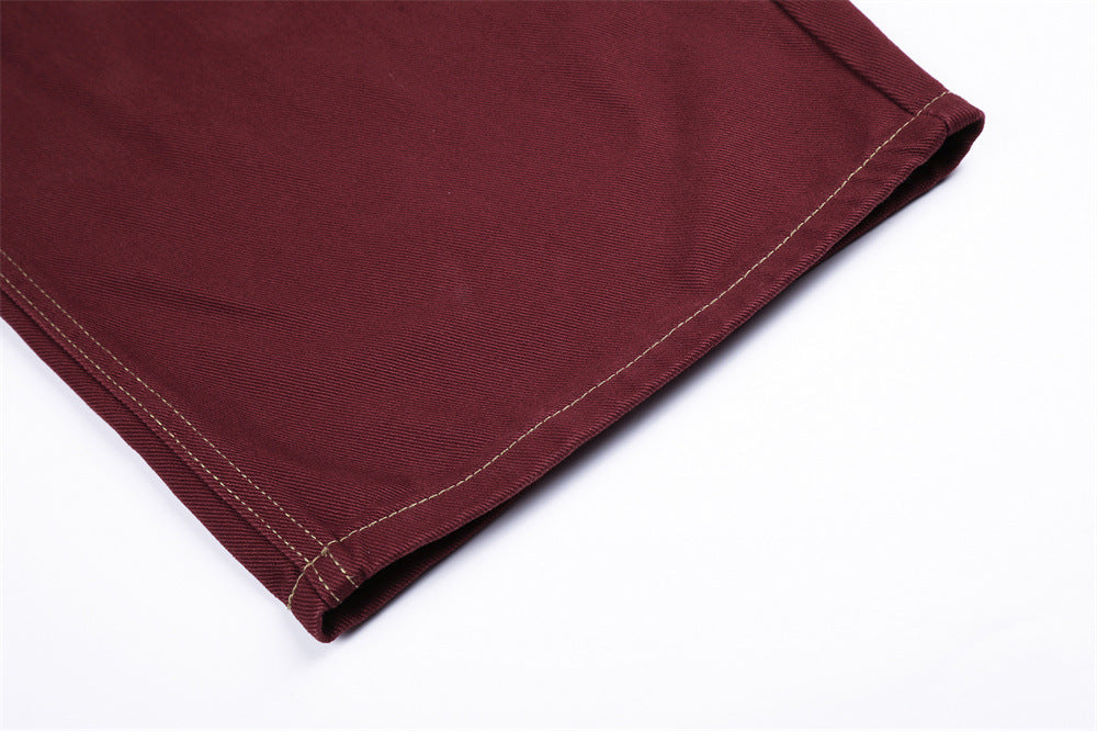 Wide-Leg Pleated Trousers – Curved Barrel Fit with Contrast Stitching