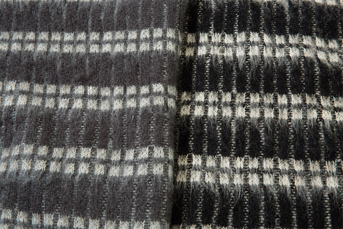 Striped Knit Sweater with Polo Collar – Oversized Fuzzy Texture
