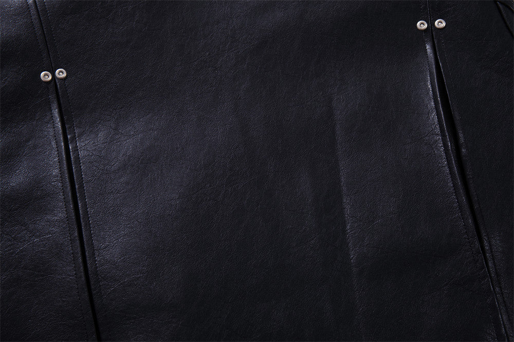 Veste militaire noire pour homme en similicuir PU avec double rangée de boutons argentés
