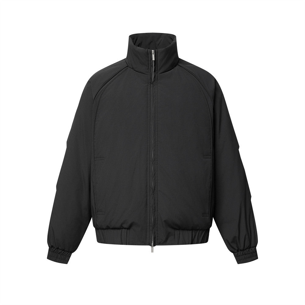 Herrenjacke mit Oversize-Stehkragen und Wattierung – Doppelreißverschluss