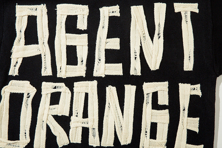 Pull en maille effet usé Agent Orange – Col rond oversize