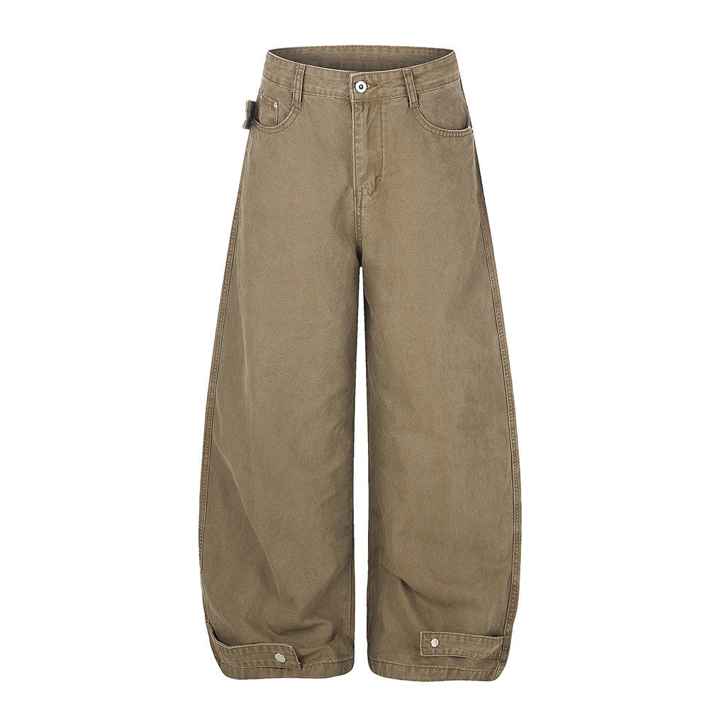 Wide-Leg Barrel Jeans – Men's Oversized Punk Vintage Washed Curved Silhouette