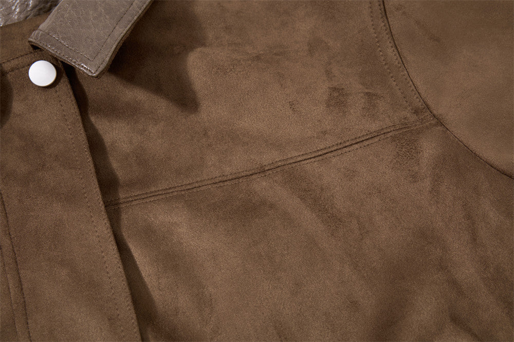 Blouson bomber rétro oversize – Homme, veste courte en similicuir à col revers workwear