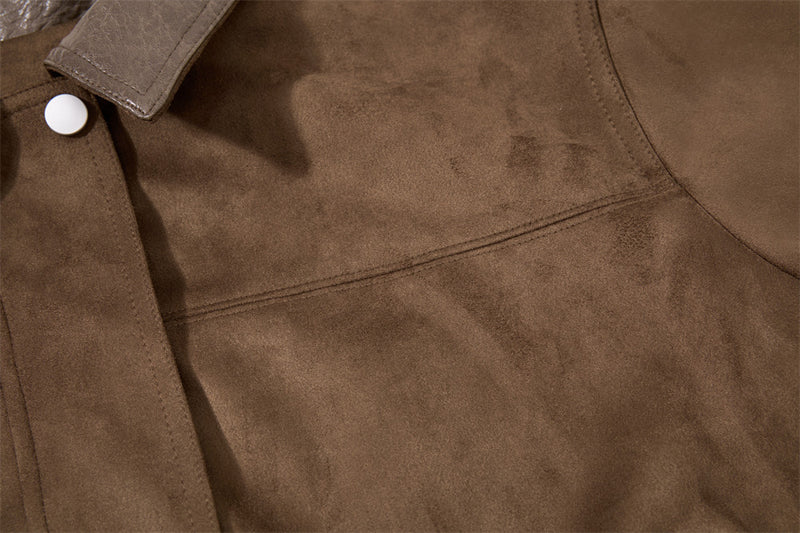 Blouson bomber rétro oversize – Homme, veste courte en similicuir à col revers workwear