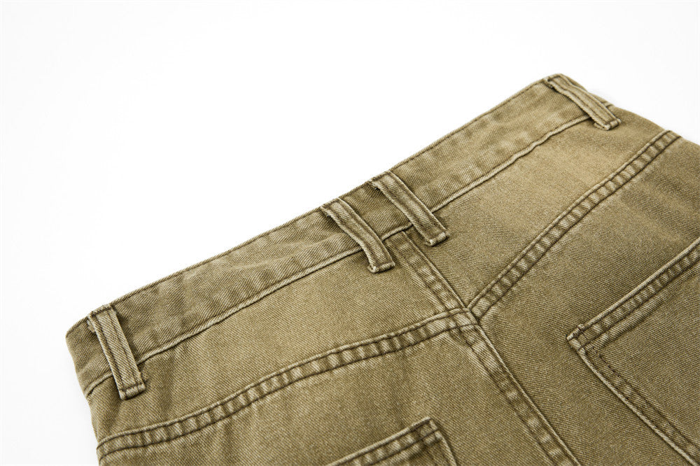 Men's Vintage Washed Wide-Leg Jeans – Relaxed Straight Fit with Horse Charm