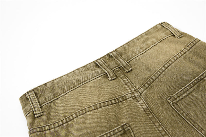 Men's Vintage Washed Wide-Leg Jeans – Relaxed Straight Fit with Horse Charm