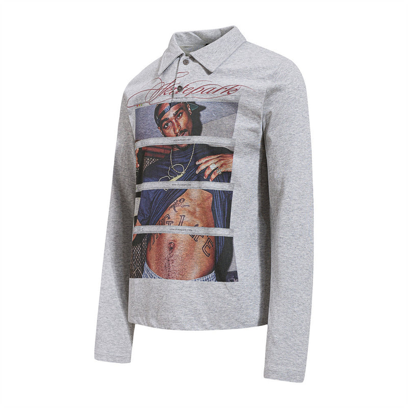 Men's Graphic Print Long Sleeve Polo Shirt – Hip-Hop Street Style
