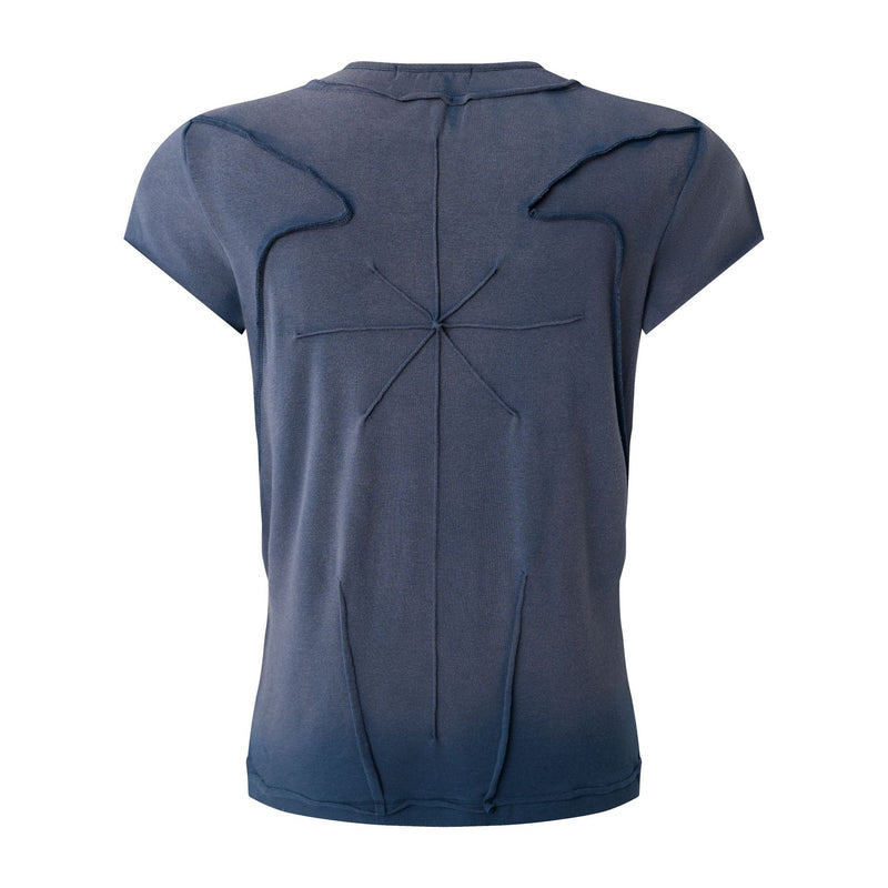 T-shirt manches courtes déconstruit à coutures 3D en relief – Streetwear délavé coupe ajustée