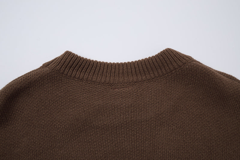 Pull en maille graphique effet usé – Col rond streetwear américain avec appliqué