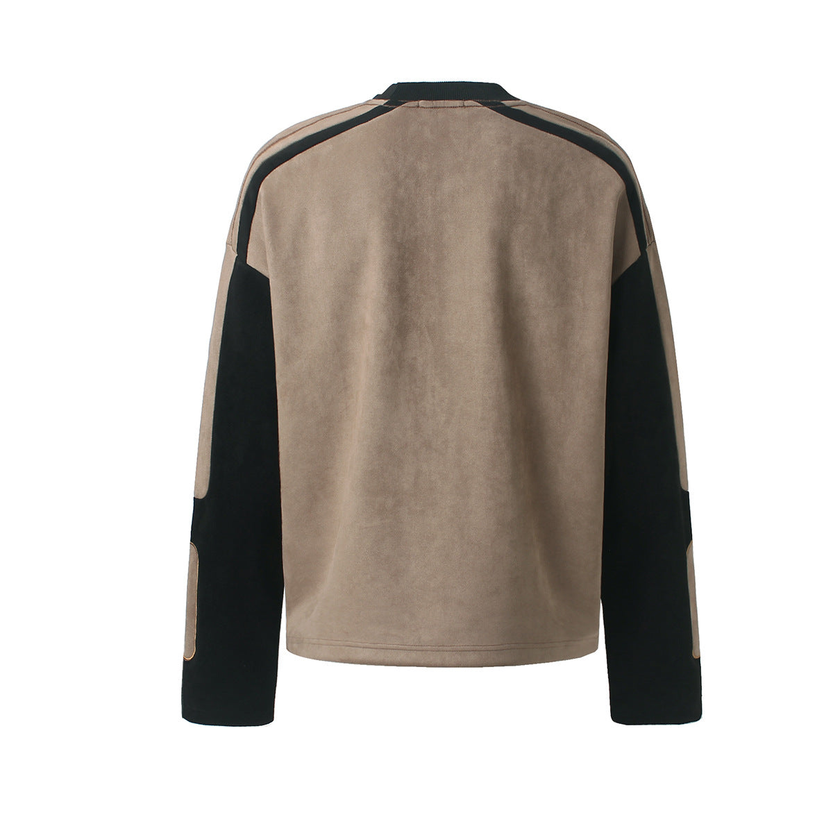 Langarmshirt aus velourslederartigem Material im Colorblock-Design mit Graffiti-Patch-Logo