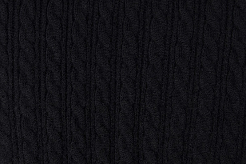Cable Knit Polo Collar V-Neck Cropped Sweater