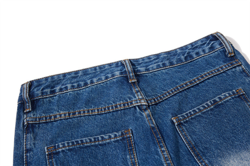 Herren Vintage-Washed-Wide-Leg-Flare-Jeans – Entspannte Passform, Used-Denim