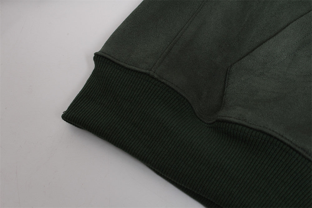 Baggy Zip Up Hoodie with Letter Appliqué — Oversized Streetwear Zip Hoodie