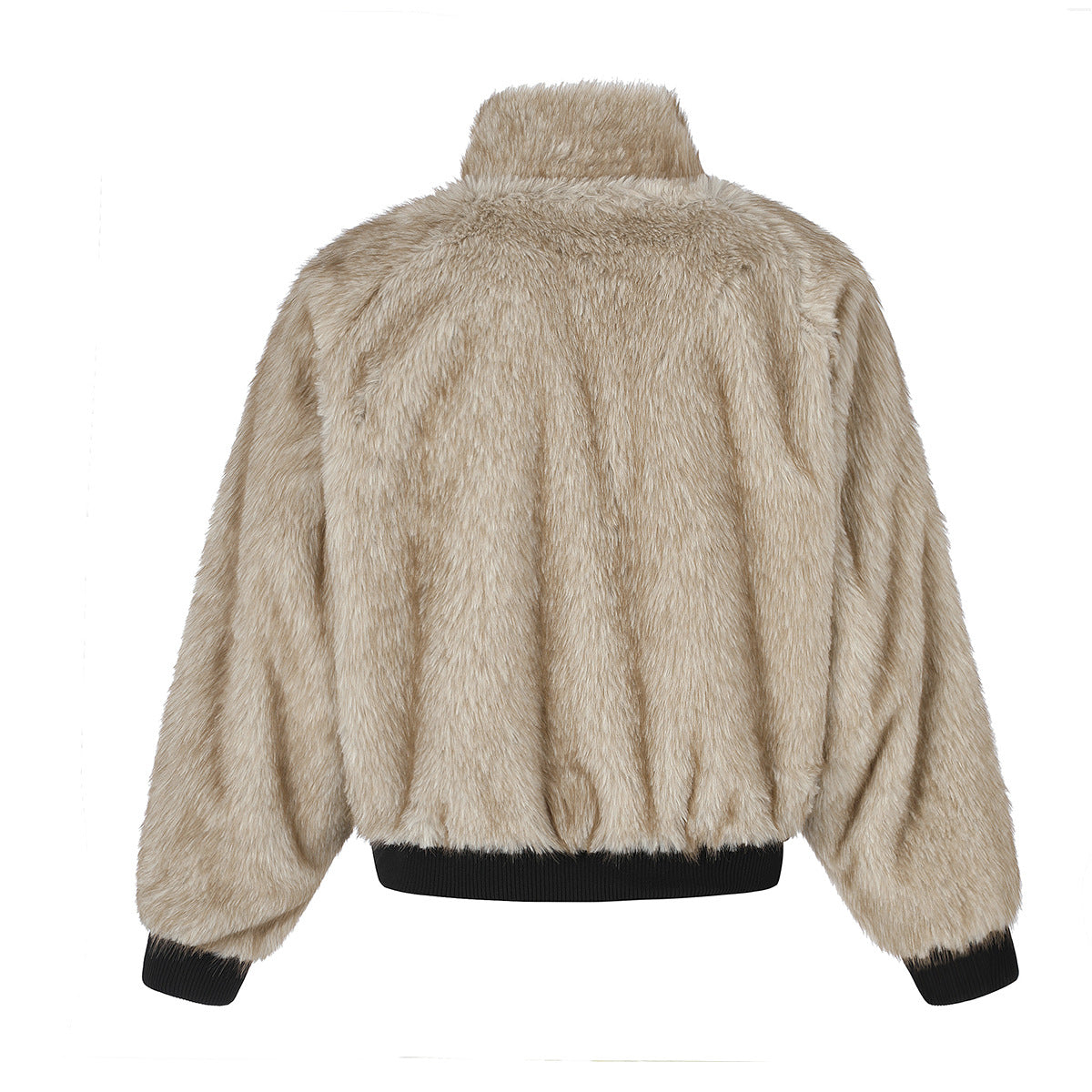 Reversible Faux Fur & Leopard Print Bomber Jacket – Oversized Retro American