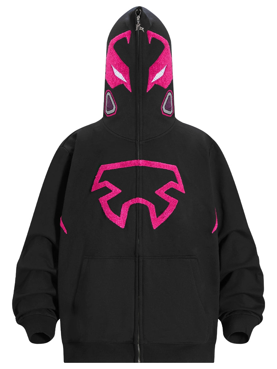 トップス BlackBerry hoodie Futuristic Warrior Hoodie - 400GSM Sci-Fi Pink and Black