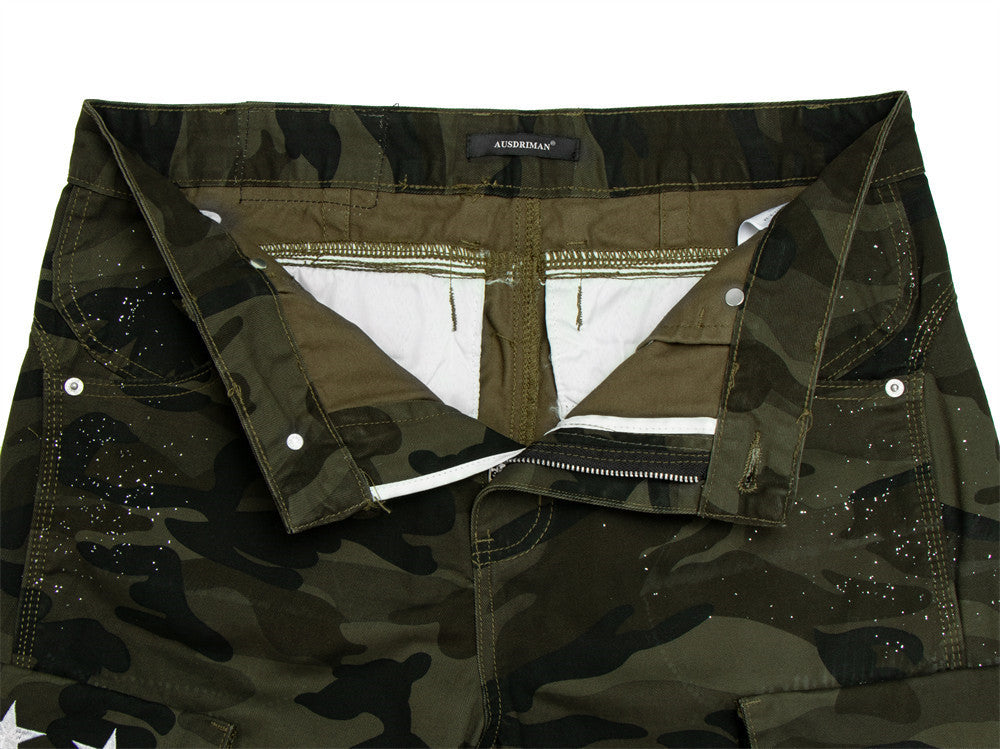 Baggy Green Cargo Pants – Wide-Leg Camo Multi-Pocket Streetwear Trousers