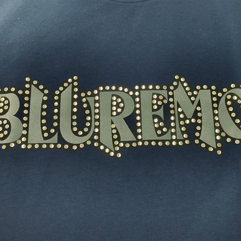 Bluremo Studded Logo Oversized T-Shirt | Washed Gradient Streetwear Tee