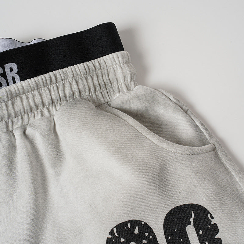 Wide Leg Sweatpants Acid Wash Double Waistband Baggy Fit with '98 Graphic