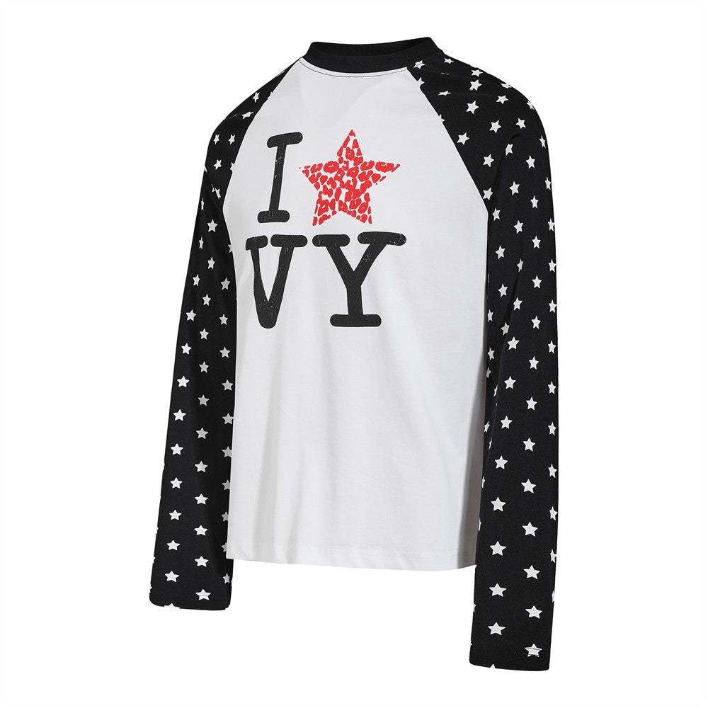 Men's Long Sleeve Raglan T-Shirt – Star Print Colorblock Graphic Tee