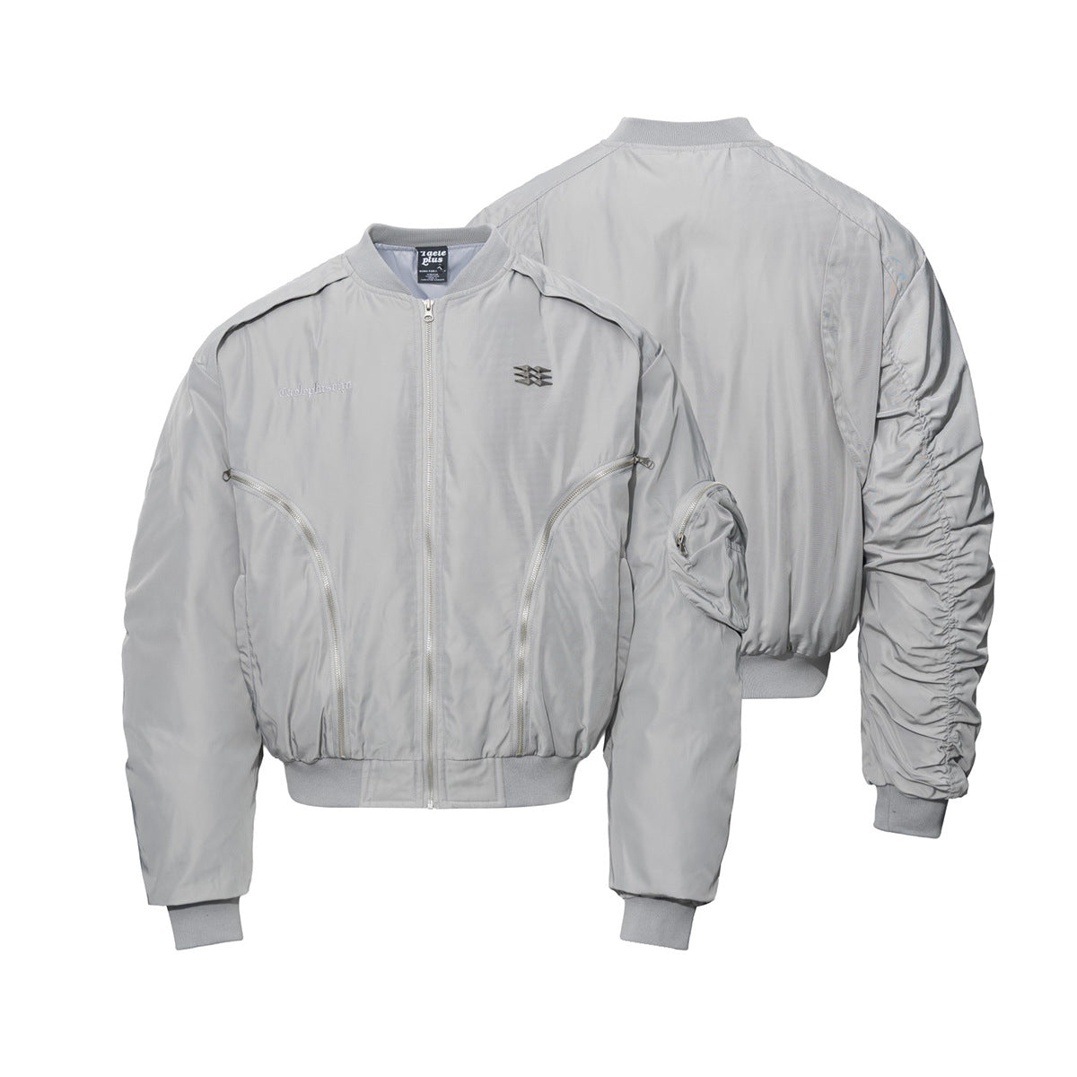 Padded Bomber Jacket – Zip-Up MA-1 Flight Jacket with Sleeve Pocket
