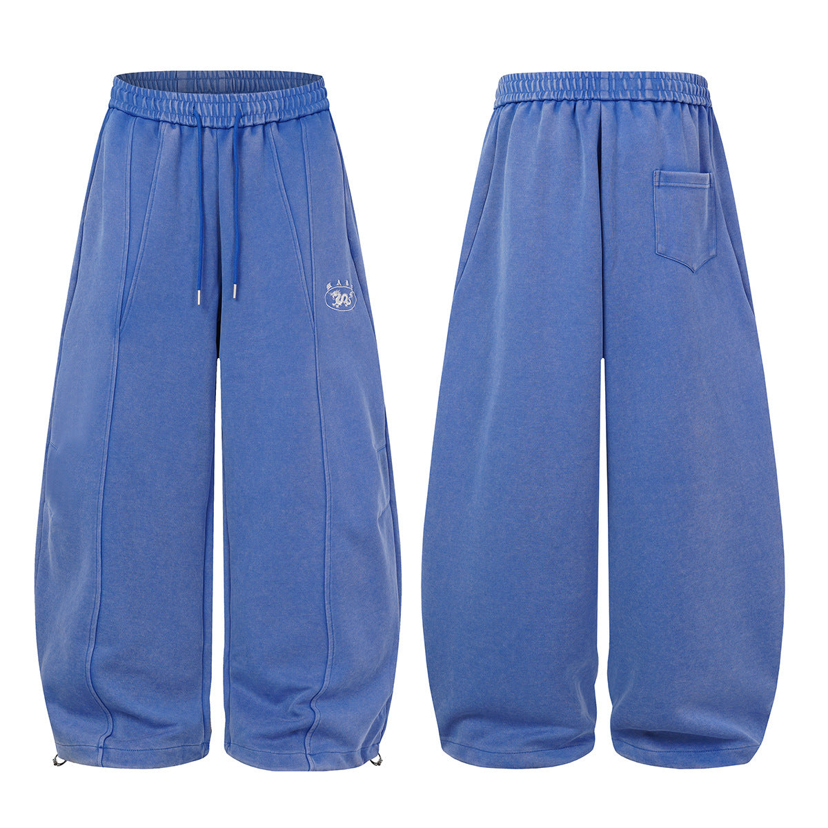 Wide-Leg Acid Wash Sweatpants – Oversized Balloon Fit with Drawstring Hem