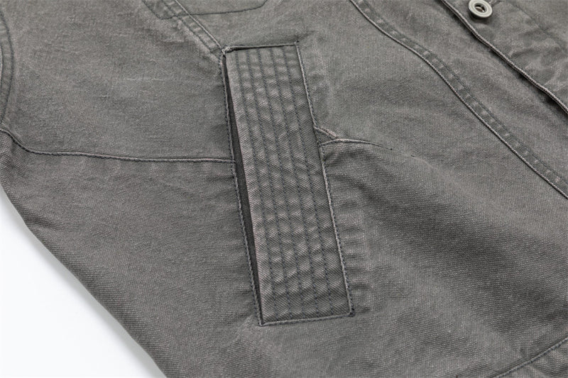 Washed Canvas Workwear Jacket – Oversized Fit, Multi-Pocket Trucker Style