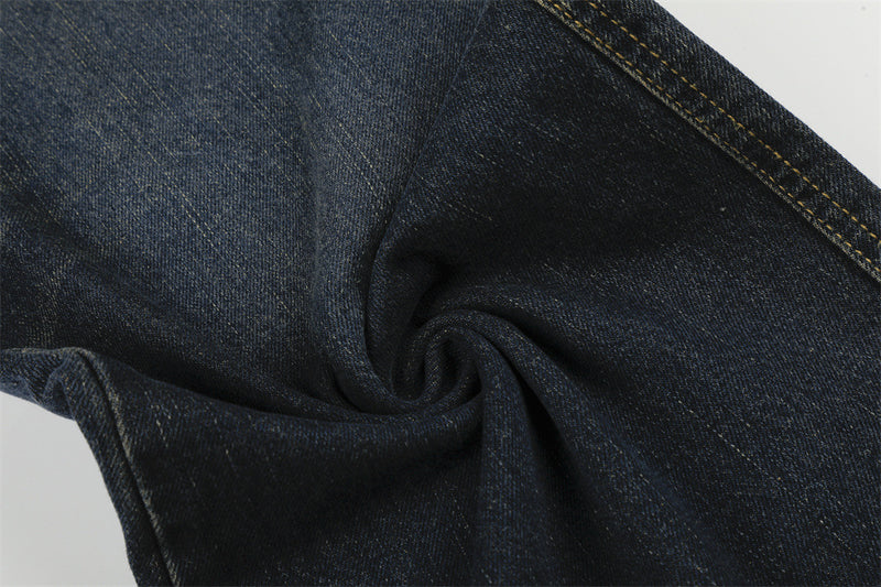 Wide-Leg-Baggy-Jeans mit Taschenbesatz aus Kunstfell und Schriftzugstickerei – Dark Wash