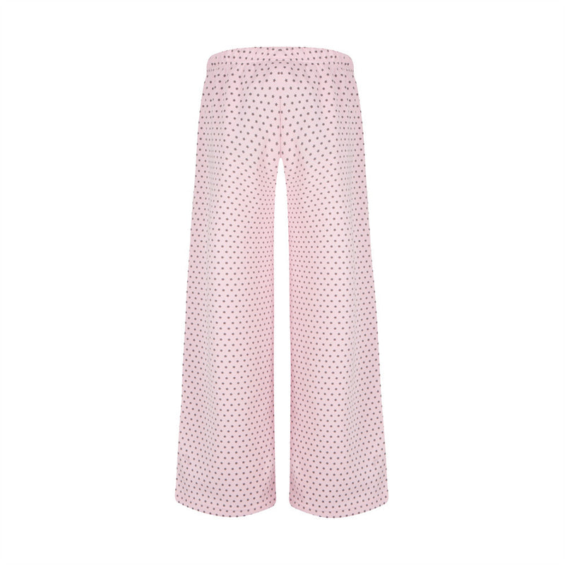 Polka Dot Wide-Leg Pants – Women's Relaxed Fit Drawstring Casual Trousers