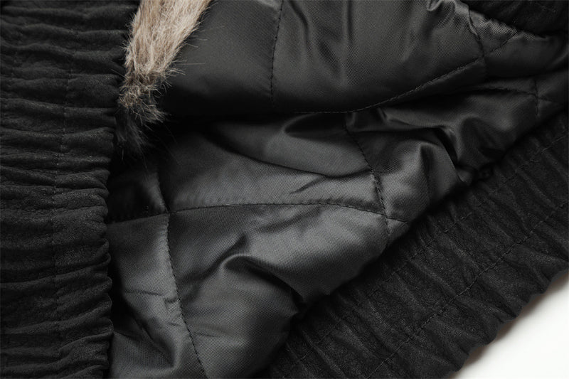 Men's Faux Fur-Lined Hooded Bomber Jacket – Double-Breasted PU Suede Winter Coat