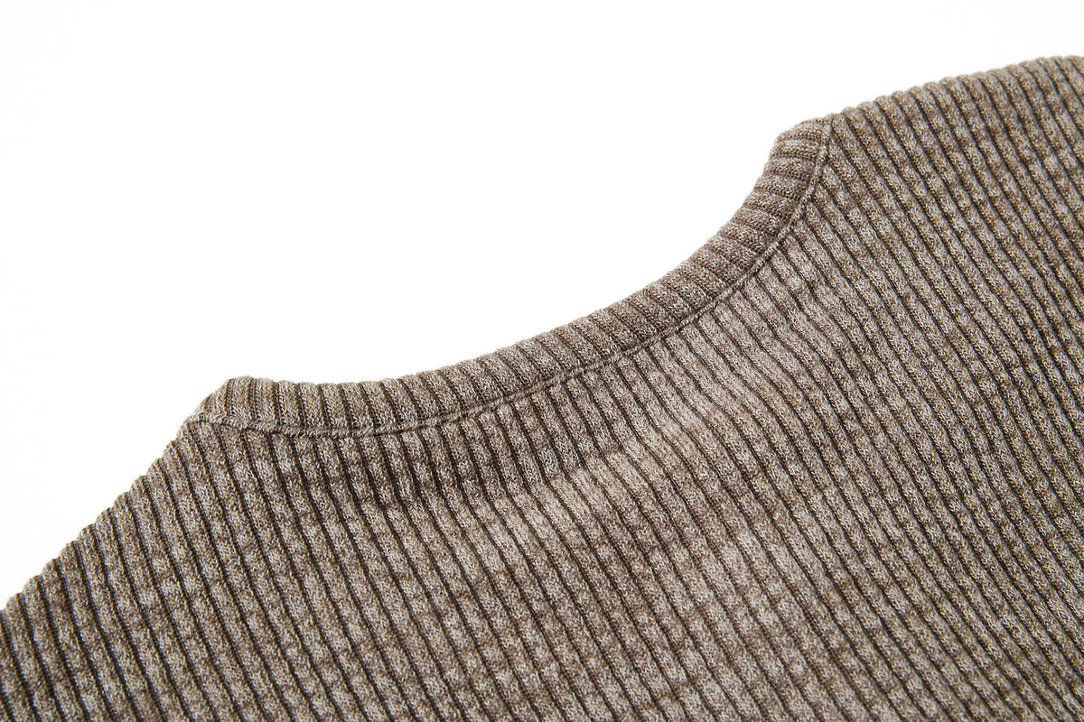 Men's Waffle Knit Henley Long Sleeve Shirt – Relaxed Fit Vintage Tee